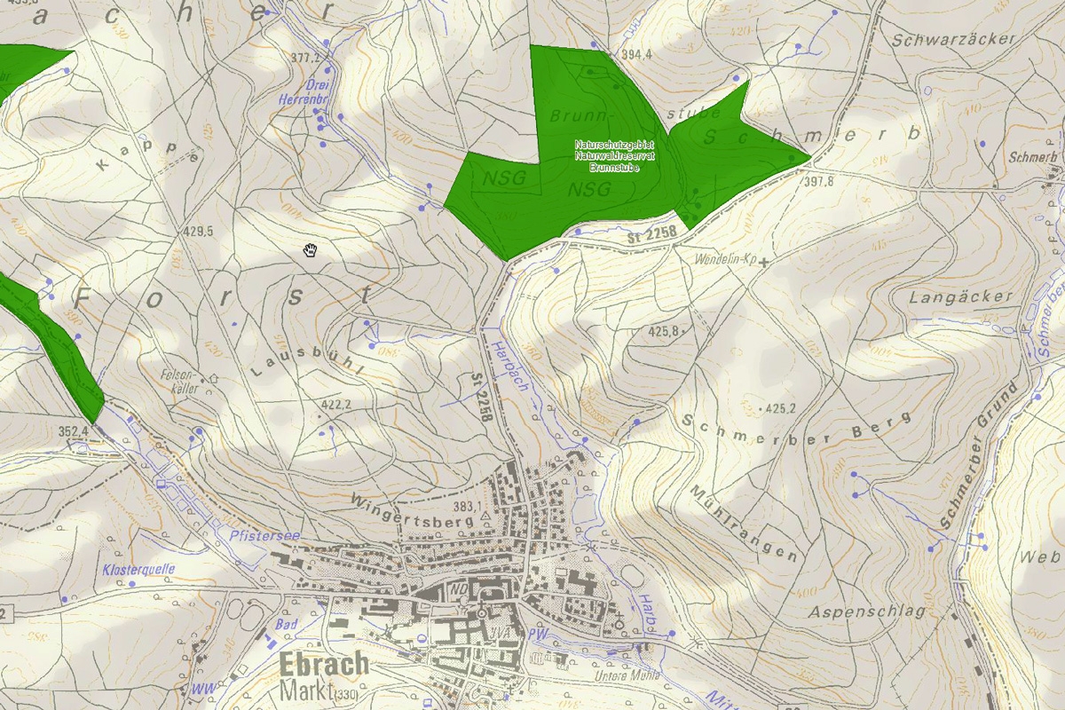 Karte des Naturschutzgebiets Brunnstube